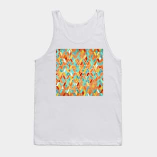 Tangerine & Turquoise Geometric Tile Pattern Tank Top